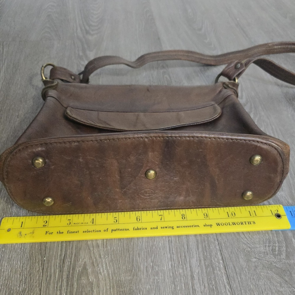 Vintage Casuals By Justin Brown Leather Cowhide Shoulder Bag Purse - Picture 11 of 12